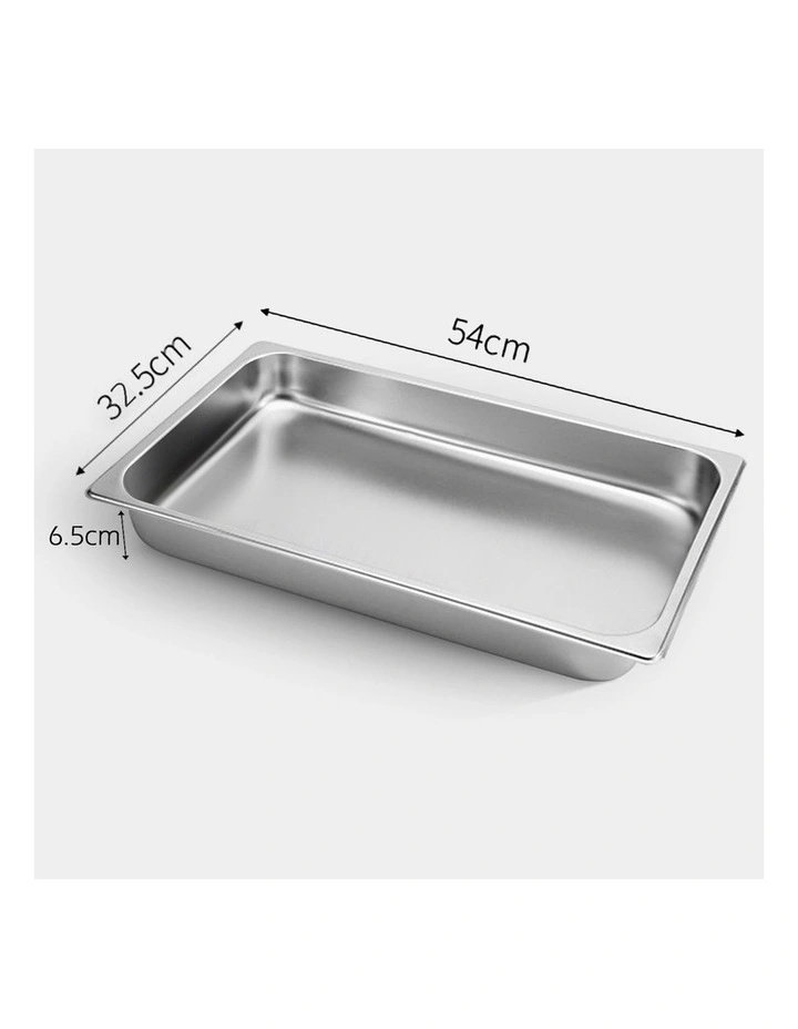 SOGA 2 Pack Gastronorm GN Pan 1/1 Stainless Steel Tray 6.5cm Deep image 2