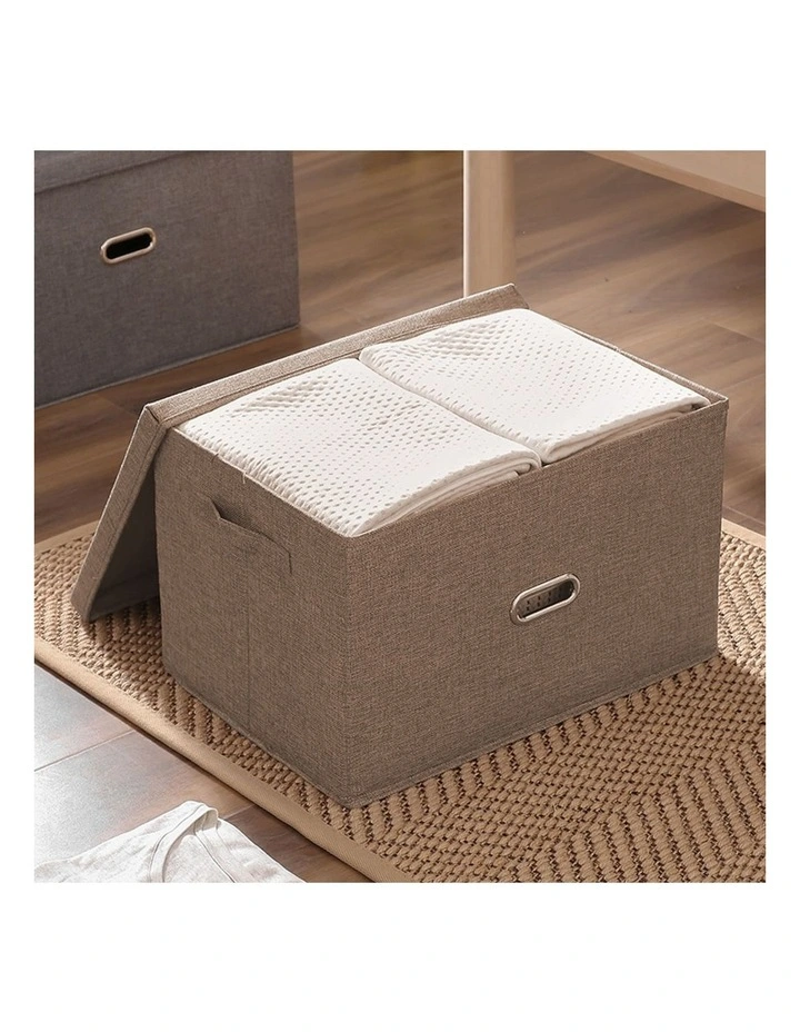SOGA 2X Coffee Large Foldable Canvas Storage Boxes image 2