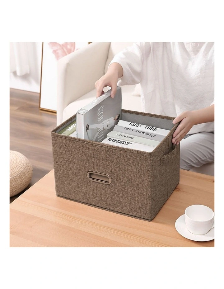 SOGA 2X Coffee Large Foldable Canvas Storage Boxes image 3