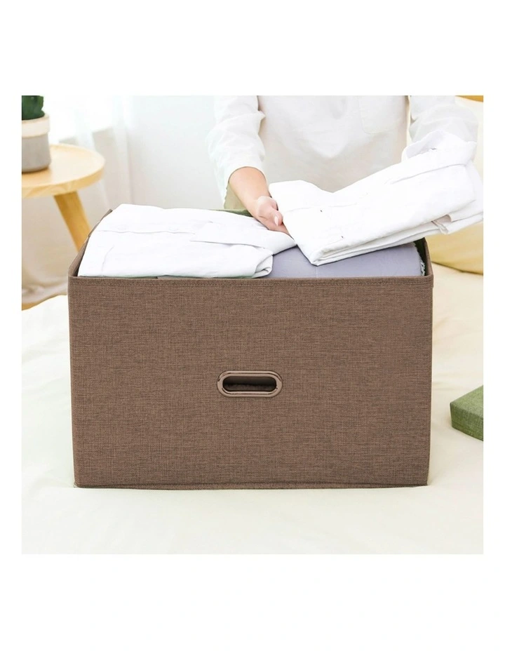 SOGA 2X Coffee Large Foldable Canvas Storage Boxes image 4
