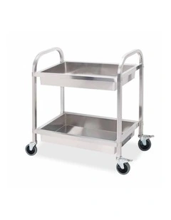 SOGA Stainless Steel 2 Tier Bowl Collect Food Trolley Medium