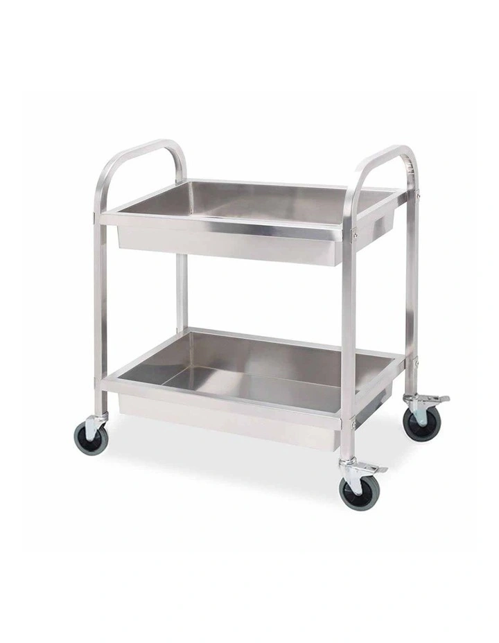 SOGA Stainless Steel 2 Tier Bowl Collect Food Trolley Medium image 1