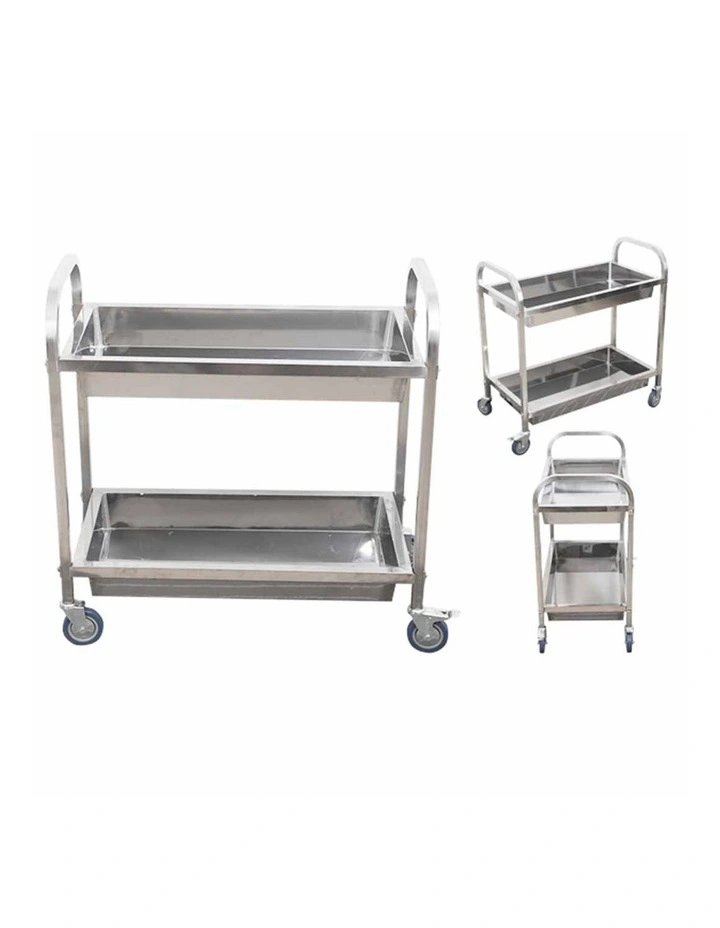 SOGA Stainless Steel 2 Tier Bowl Collect Food Trolley Medium image 2