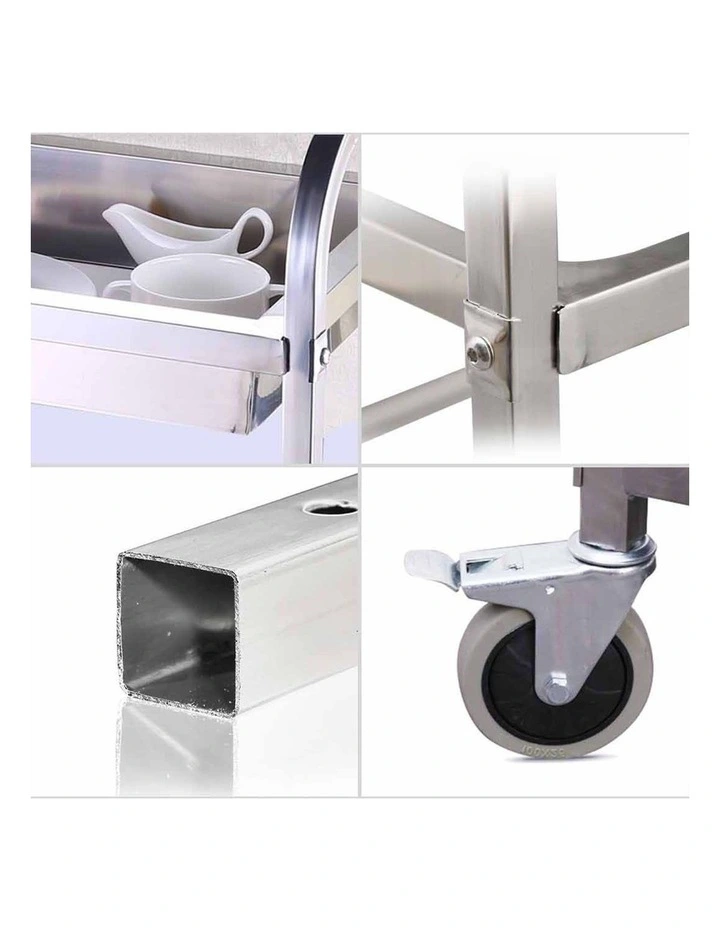 SOGA Stainless Steel 2 Tier Bowl Collect Food Trolley Medium image 7