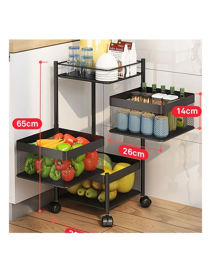 SOGA 2 Pack 3-Tier Square Rotating Storage Racks with Wheels image 2