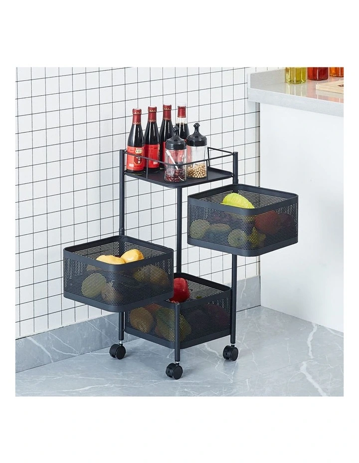 SOGA 2 Pack 3-Tier Square Rotating Storage Racks with Wheels image 3