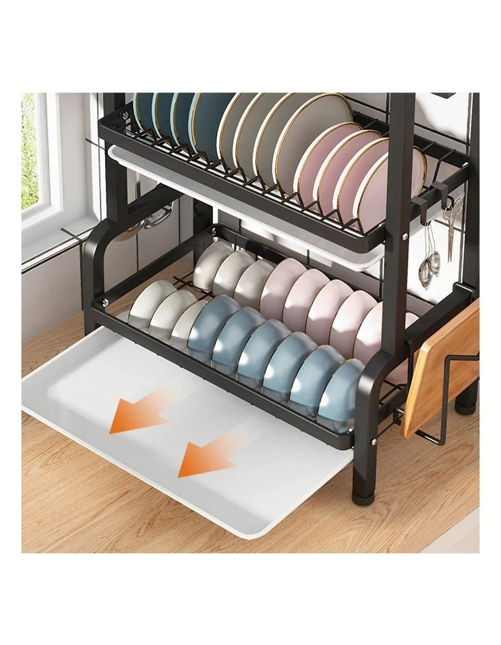 SOGA 3-Tier 62cm Dish Drying Rack - Black image 3