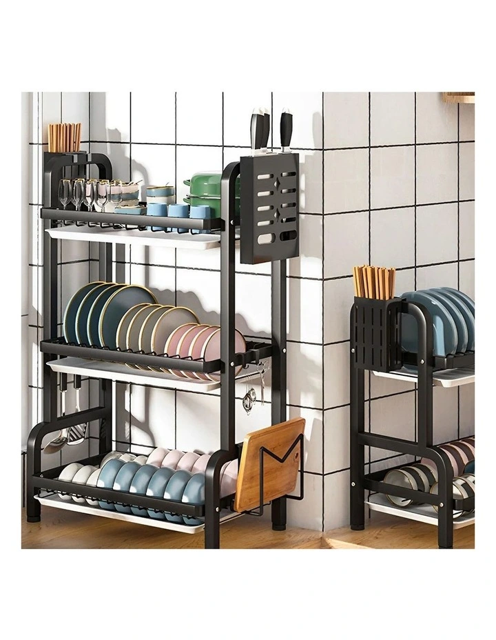 SOGA 3-Tier 62cm Dish Drying Rack - Black image 5