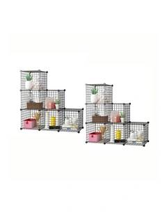 SOGA 2 Pack 6 Cube Storage Organisers Black Modular Wire