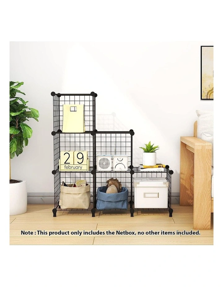 SOGA 2 Pack 6 Cube Storage Organisers Black Modular Wire image 2
