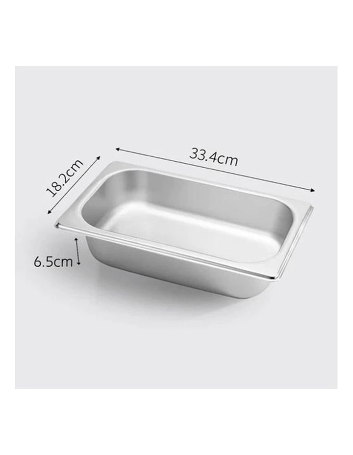 SOGA 2 Pack Gastronorm GN Pan 1/3 Stainless Steel Tray 6.5cm Deep image 2
