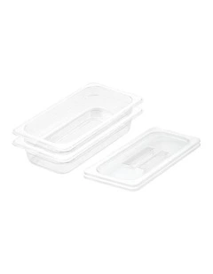SOGA 65mm Clear Gastronorm GN Pan 1/3 Food Tray Storage Bundle of 2 with Lid