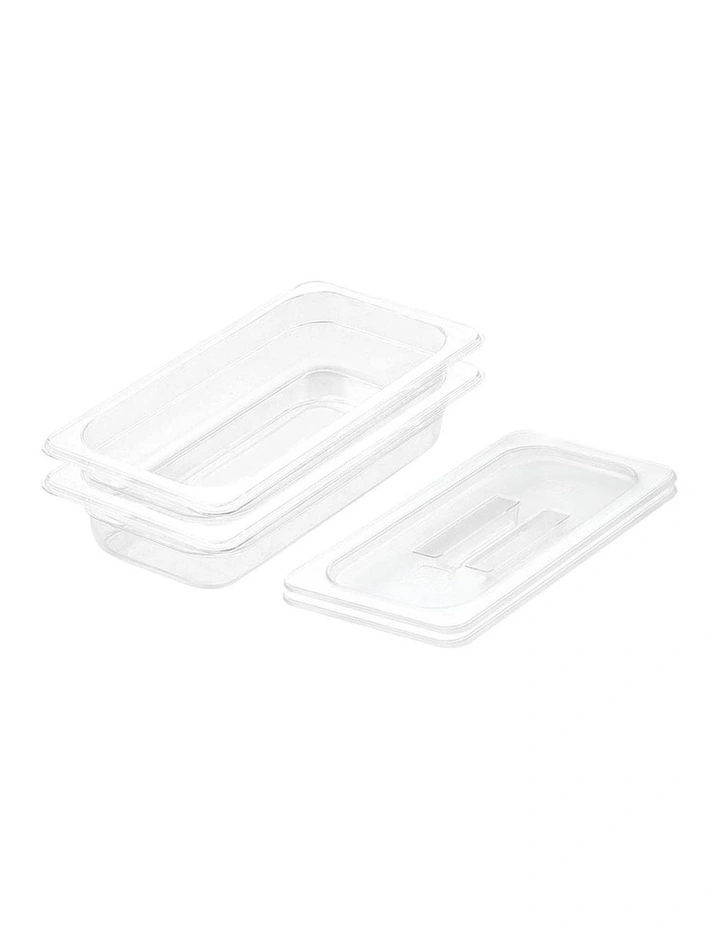 SOGA 65mm Clear Gastronorm GN Pan 1/3 Food Tray Storage Bundle of 2 with Lid image 1