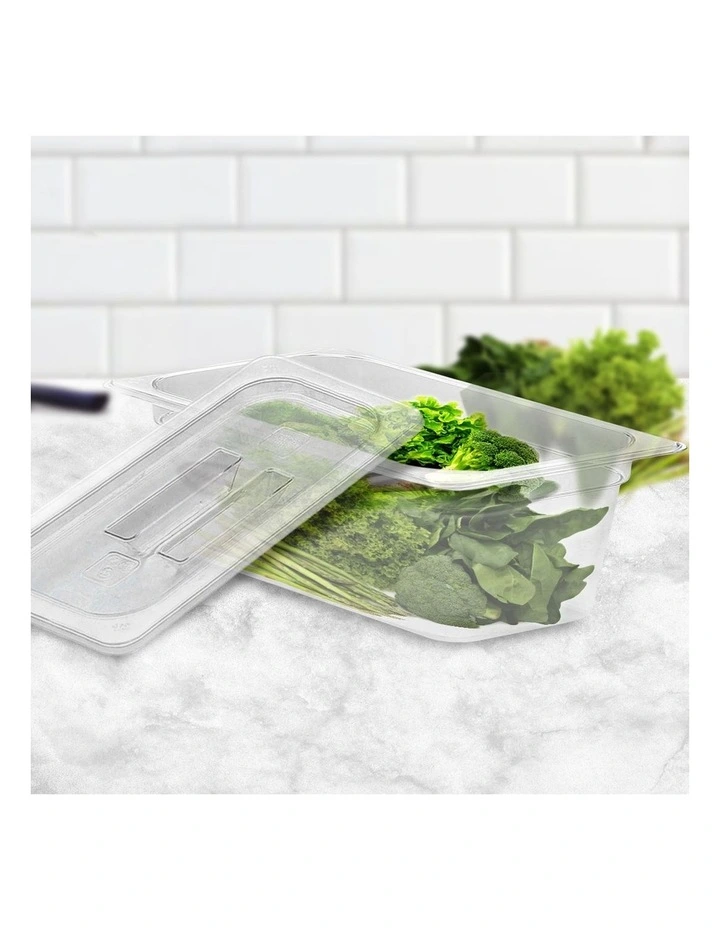 SOGA 65mm Clear Gastronorm GN Pan 1/3 Food Tray Storage Bundle of 2 with Lid image 3