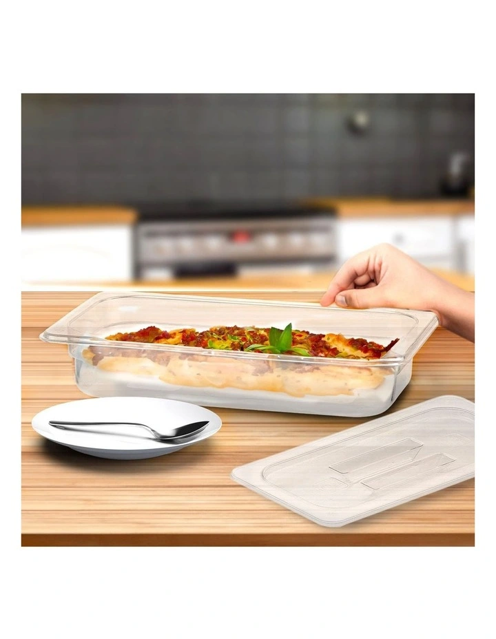 SOGA 65mm Clear Gastronorm GN Pan 1/3 Food Tray Storage Bundle of 2 with Lid image 4