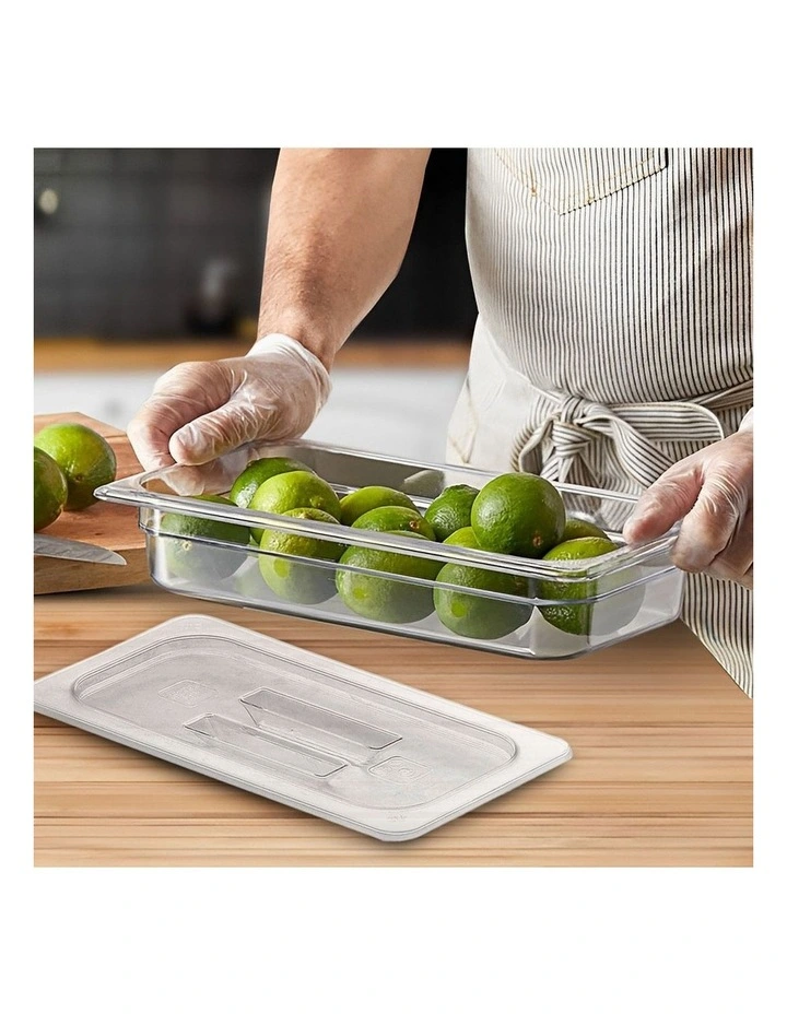 SOGA 65mm Clear Gastronorm GN Pan 1/3 Food Tray Storage Bundle of 2 with Lid image 5