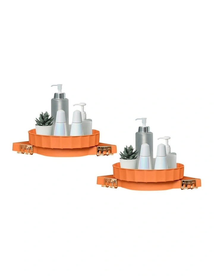 SOGA 2X Orange Rotating Bathroom Corner Shelf Wall Mounted image 1
