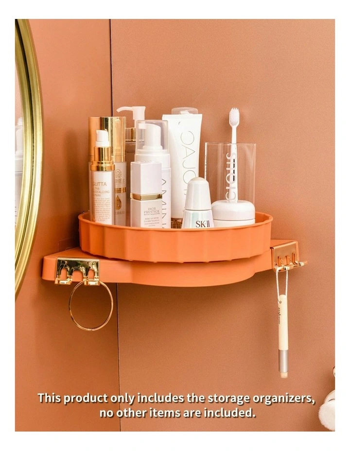 SOGA 2X Orange Rotating Bathroom Corner Shelf Wall Mounted image 3