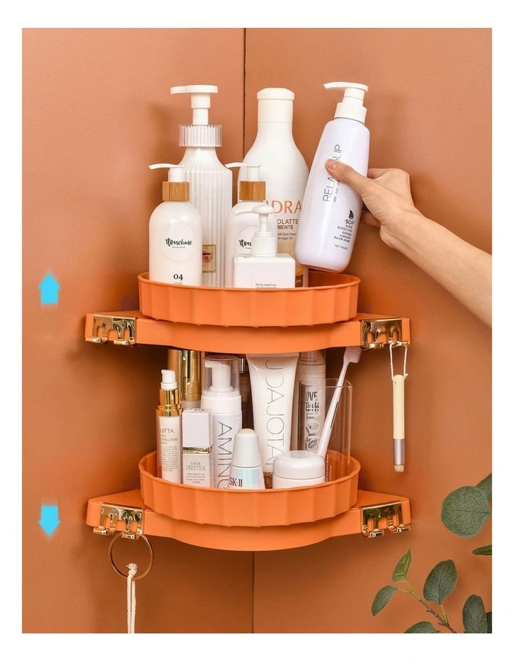 SOGA 2X Orange Rotating Bathroom Corner Shelf Wall Mounted image 5