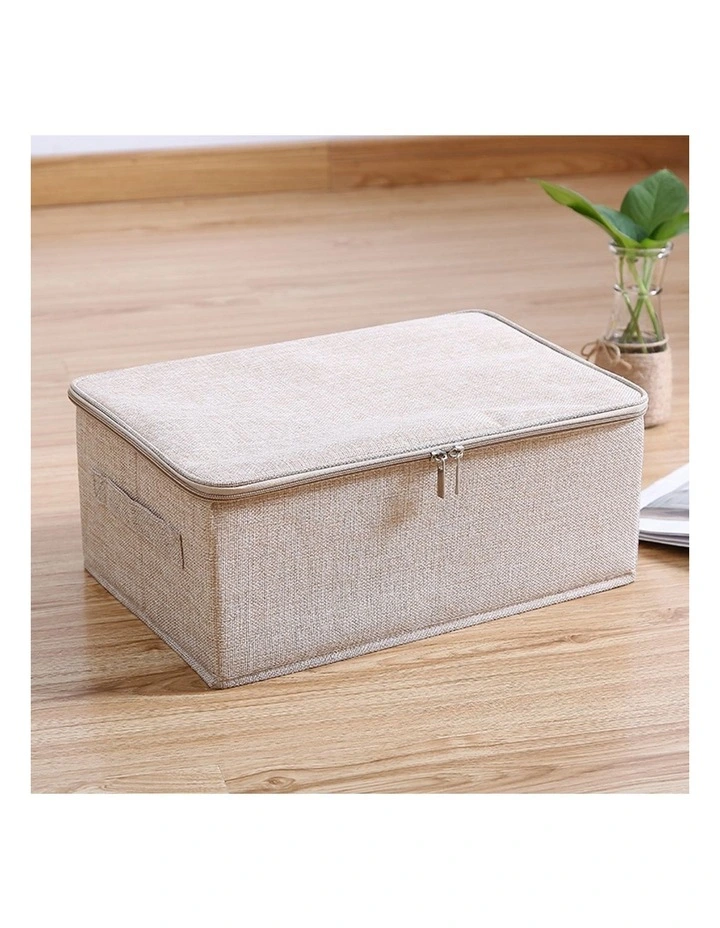 SOGA 2X Beige Small Double Zipper Storage Boxes image 2