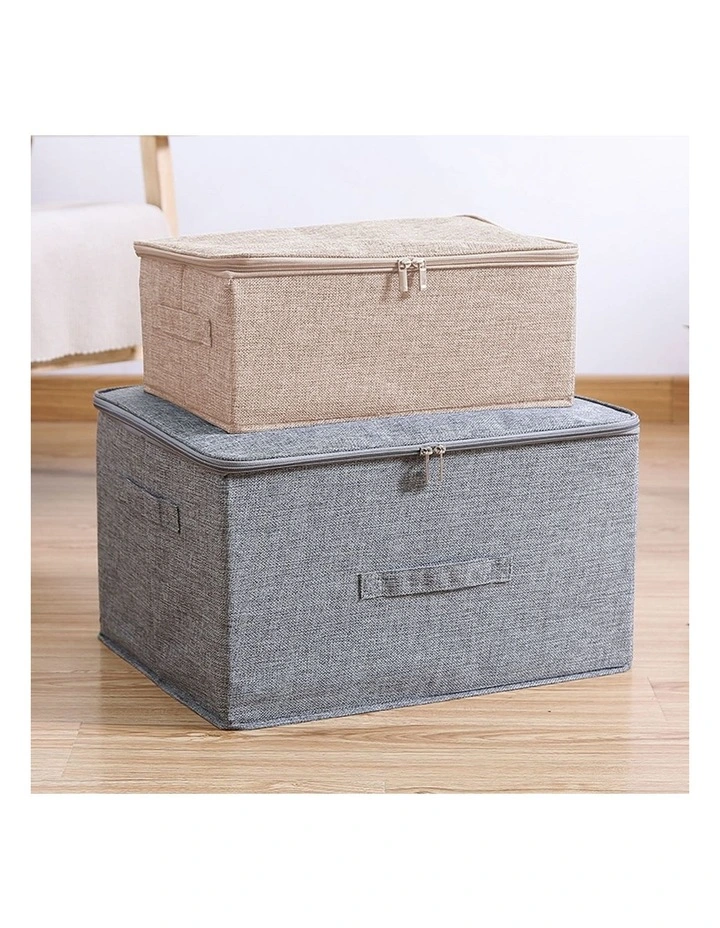 SOGA 2X Beige Small Double Zipper Storage Boxes image 5