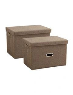 SOGA 2X Coffee Super Large Foldable Canvas Storage Boxes