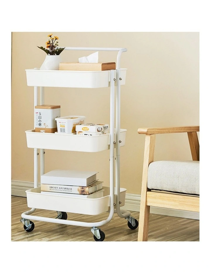 SOGA 2 Pack 3-Tier Utility Carts with Wheels - White image 3