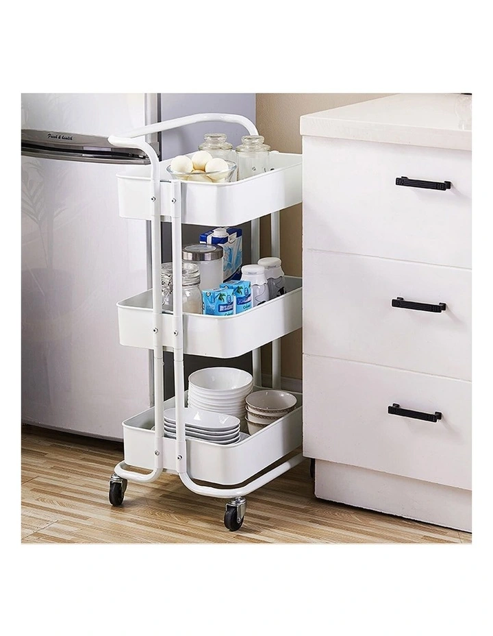 SOGA 2 Pack 3-Tier Utility Carts with Wheels - White image 5