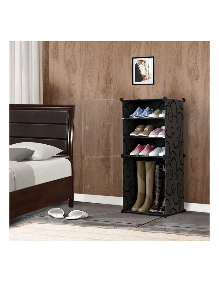 SOGA 2 Pack 4 Tier Shoe Racks White with Covers image 2