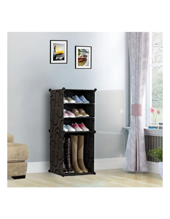 SOGA 2 Pack 4 Tier Shoe Racks White with Covers image 3