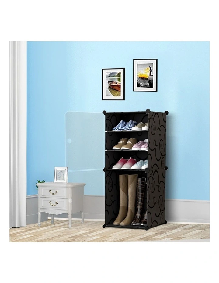 SOGA 2 Pack 4 Tier Shoe Racks White with Covers image 4