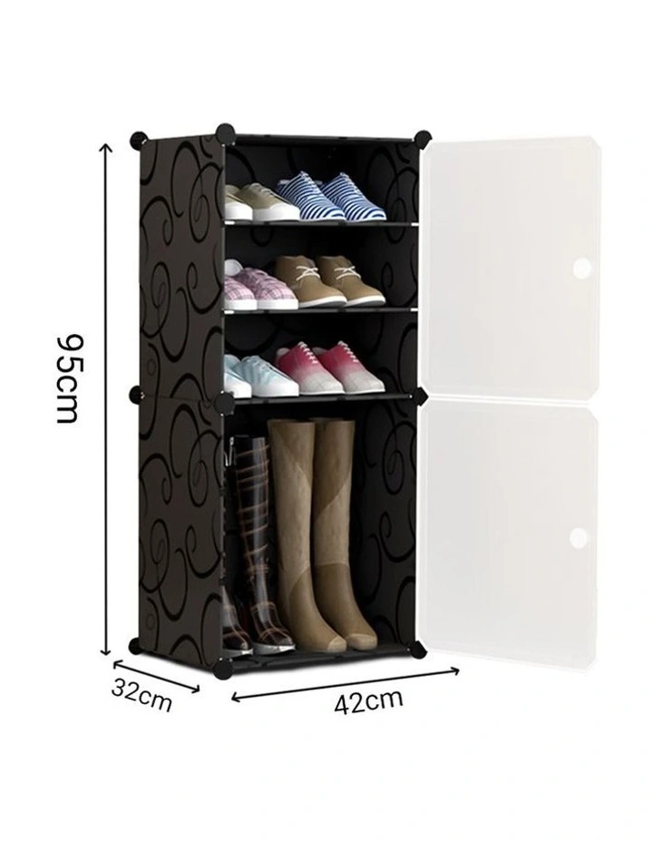 SOGA 2 Pack 4 Tier Shoe Racks White with Covers image 5