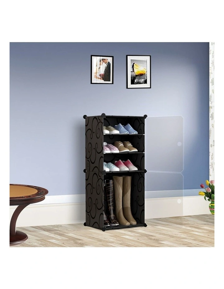 SOGA 2 Pack 4 Tier Shoe Racks White with Covers image 6
