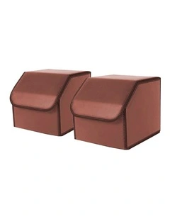 SOGA 4X Medium Foldable Leather Car Boot Trunk Cargo Organizer Storage Box Coffee