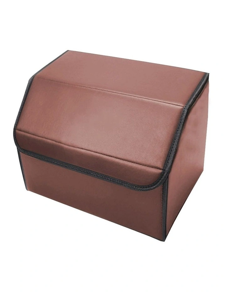 SOGA 4X Medium Foldable Leather Car Boot Trunk Cargo Organizer Storage Box Coffee image 3