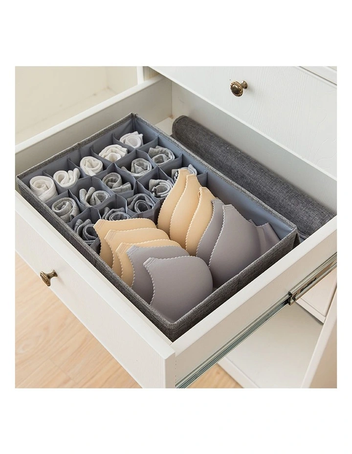 SOGA 2X Grey Flip Top Underwear Storage Boxes image 3