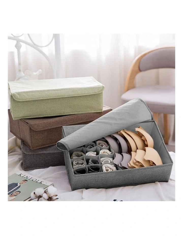 SOGA 2X Grey Flip Top Underwear Storage Boxes image 4