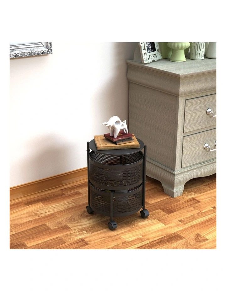 SOGA 2 Pack 2-Tier Round Rotating Storage Racks with Wheels image 2