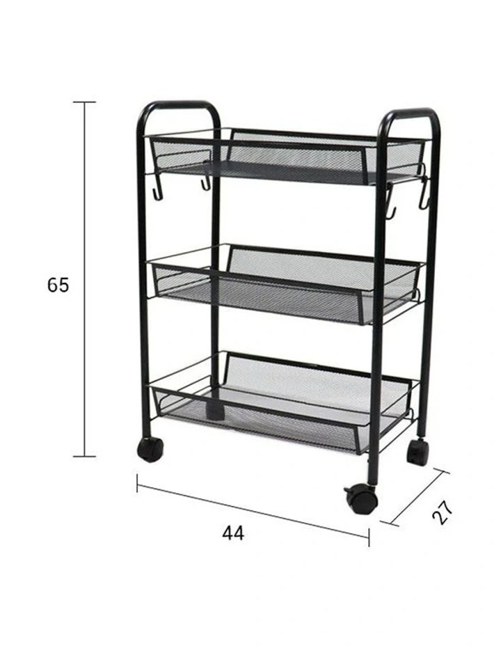 SOGA 2 Pack 3-Tier Bee Mesh Storage Racks with Wheels - Black image 3