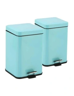 SOGA 2X 12L Blue Square Stainless Steel Pedal Bins