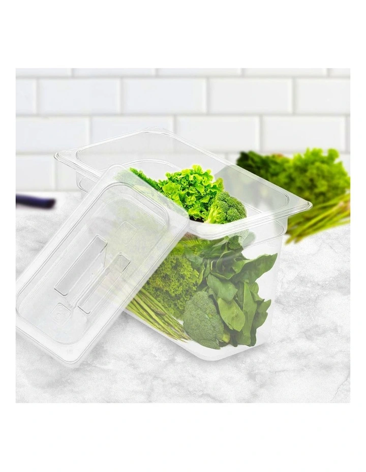 SOGA 200mm Clear Gastronorm GN Pan 1/3 Food Tray Storage Bundle of 2 with Lid image 3