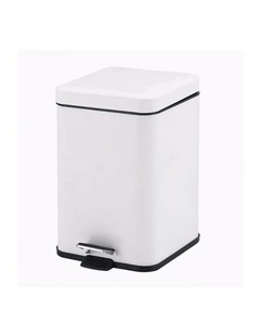 SOGA 12L White Square Stainless Steel Pedal Bin