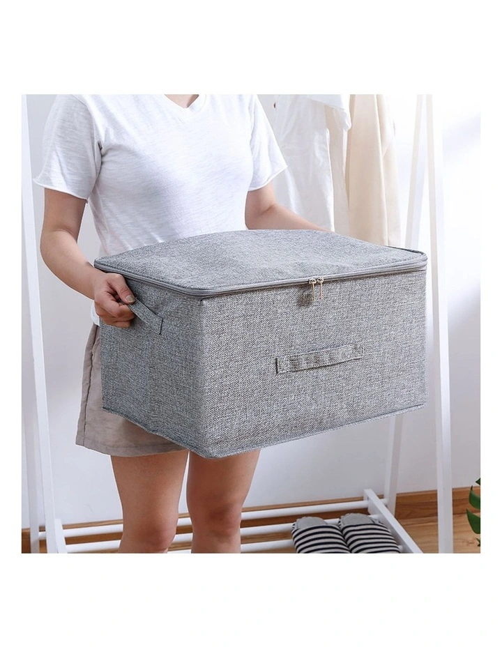 SOGA 2X Grey Large Double Zipper Storage Boxes image 2