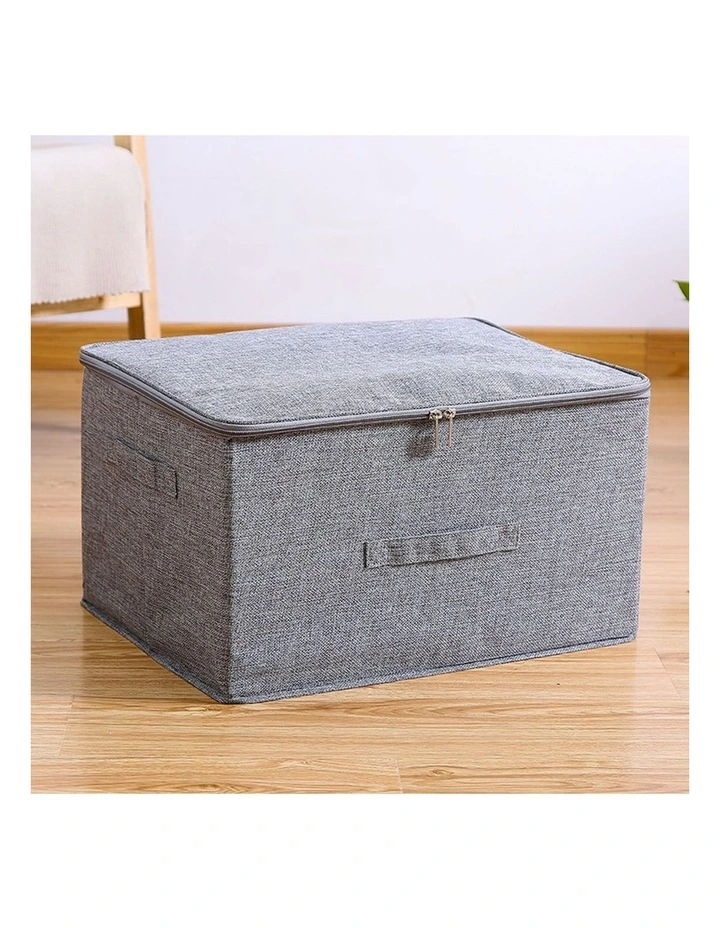 SOGA 2X Grey Large Double Zipper Storage Boxes image 3