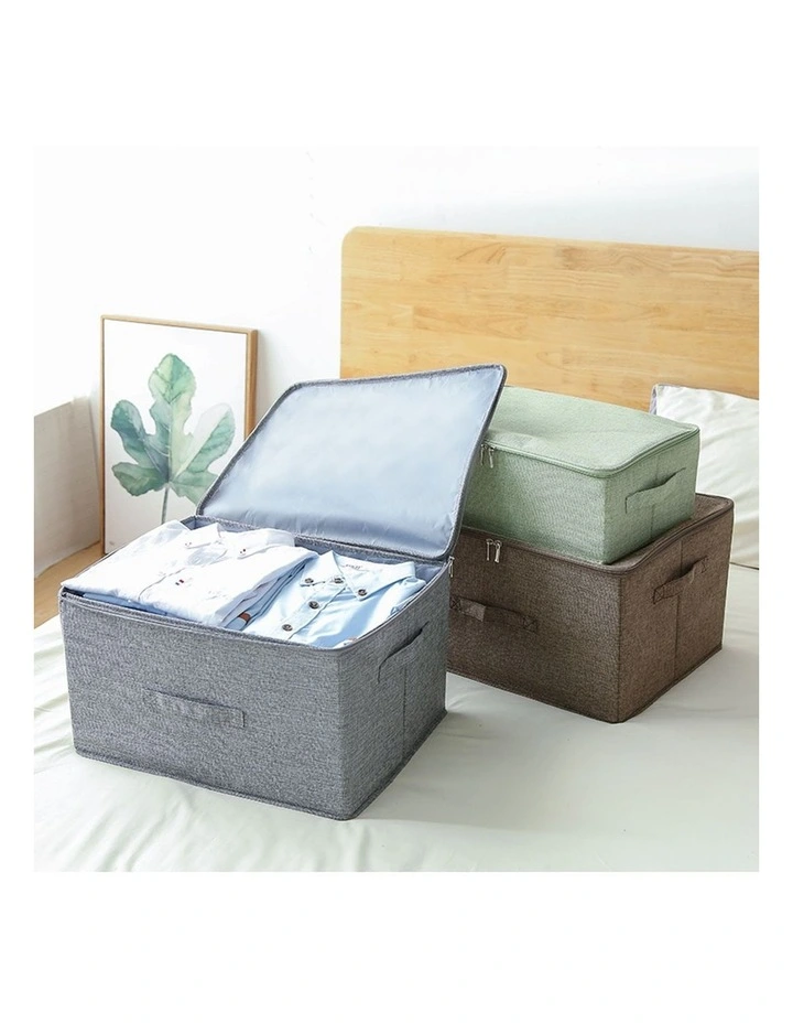 SOGA 2X Grey Large Double Zipper Storage Boxes image 4