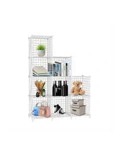 SOGA 9 Cube Storage Organiser White Modular Wire 149cm