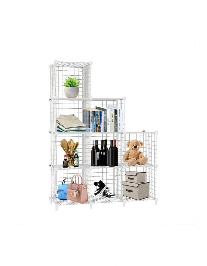 SOGA 9 Cube Storage Organiser White Modular Wire 149cm image 1