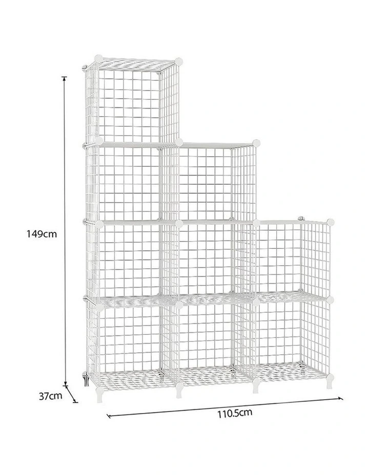 SOGA 9 Cube Storage Organiser White Modular Wire 149cm image 3
