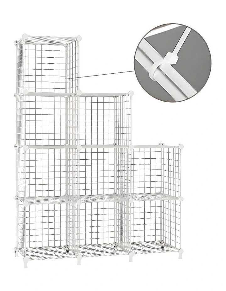 SOGA 9 Cube Storage Organiser White Modular Wire 149cm image 6