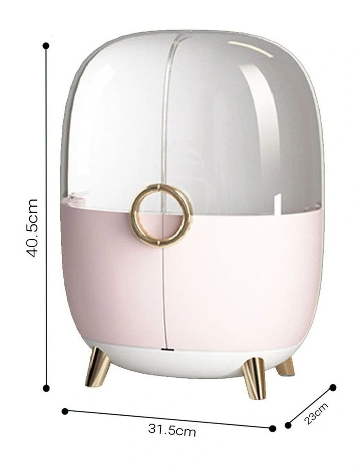 SOGA Pink Transparent Makeup Organiser Waterproof Dustproof Skincare Holder with Lid image 5